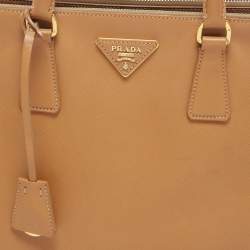 Pre Owned Prada Brown Saffiano Leather Large Double Zip Tote