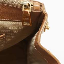 Pre Owned Prada Brown Saffiano Leather Large Double Zip Tote