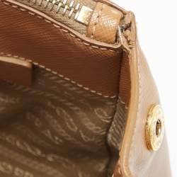 Pre Owned Prada Brown Saffiano Leather Large Double Zip Tote