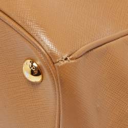 Pre Owned Prada Brown Saffiano Leather Large Double Zip Tote