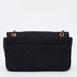 Pre Owned Prada Black Quilted Nylon Pushlock Shoulder Bag