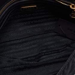 Pre Owned Prada Black Quilted Nylon Pushlock Shoulder Bag