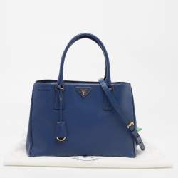 Pre Owned Prada Blue Saffiano Leather Medium Gardener's Tote