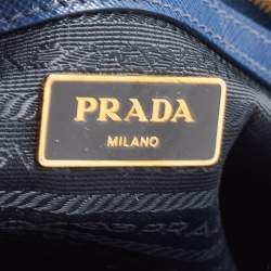 Pre Owned Prada Blue Saffiano Leather Medium Gardener's Tote