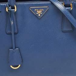 Pre Owned Prada Blue Saffiano Leather Medium Gardener's Tote