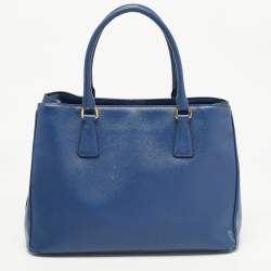 Pre Owned Prada Blue Saffiano Leather Medium Gardener's Tote