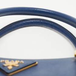Pre Owned Prada Blue Saffiano Leather Medium Gardener's Tote