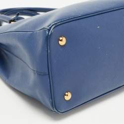 Pre Owned Prada Blue Saffiano Leather Medium Gardener's Tote