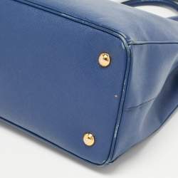 Pre Owned Prada Blue Saffiano Leather Medium Gardener's Tote