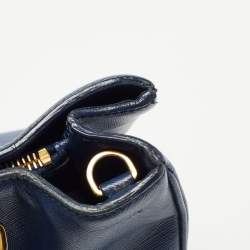 Pre Owned Prada Blue Saffiano Leather Medium Gardener's Tote