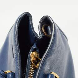 Pre Owned Prada Blue Saffiano Leather Medium Gardener's Tote