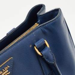 Pre Owned Prada Blue Saffiano Leather Medium Gardener's Tote