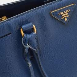 Pre Owned Prada Blue Saffiano Leather Medium Gardener's Tote