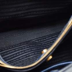 Pre Owned Prada Blue Saffiano Leather Medium Gardener's Tote