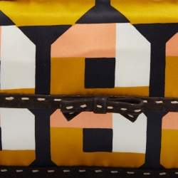 Pre Owned Prada Multicolor Printed Satin and Suede Pochette