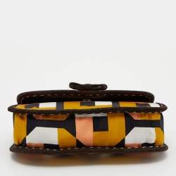 Pre Owned Prada Multicolor Printed Satin and Suede Pochette