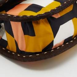 Pre Owned Prada Multicolor Printed Satin and Suede Pochette