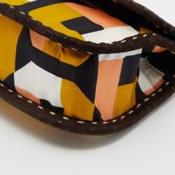 Pre Owned Prada Multicolor Printed Satin and Suede Pochette