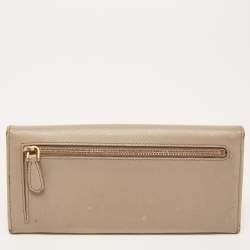 Prada Dark Beige Saffiano Leather Flap Continental Wallet