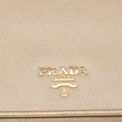 Prada Dark Beige Saffiano Leather Flap Continental Wallet