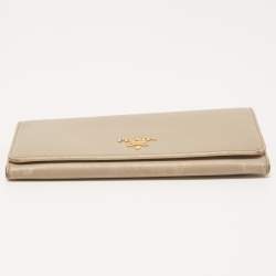 Prada Dark Beige Saffiano Leather Flap Continental Wallet