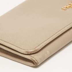 Prada Dark Beige Saffiano Leather Flap Continental Wallet