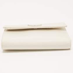 Pre Owned Prada White Nylon Logo Flap Compact Wallet