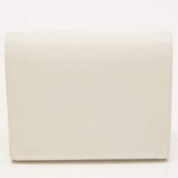 Pre Owned Prada White Nylon Logo Flap Compact Wallet