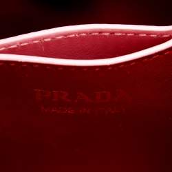 Pre Owned Prada Pink Saffiano Leather Small Embellished Panier Bag