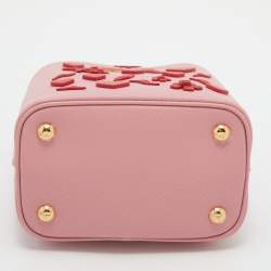 Pre Owned Prada Pink Saffiano Leather Small Embellished Panier Bag