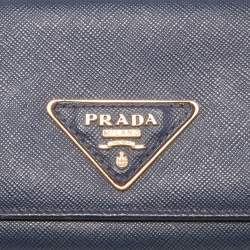 Prada Blue Saffiano Leather Continental Wallet