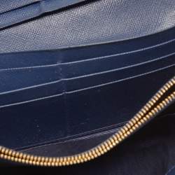 Prada Blue Saffiano Leather Continental Wallet