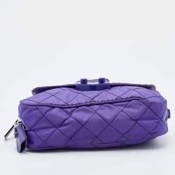 Pre Owned Prada Purple Quilted Nylon Flap Chain Shoulder Bag