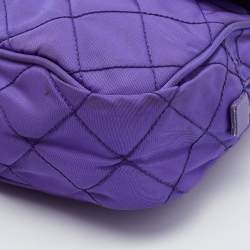 Pre Owned Prada Purple Quilted Nylon Flap Chain Shoulder Bag
