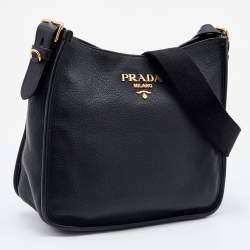 Prada Black Vitello Daino Leather Shoulder Bag