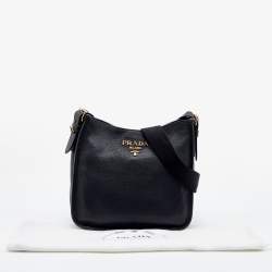 Prada Black Vitello Daino Leather Shoulder Bag