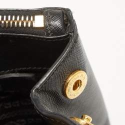 Pre Owned Prada Black Saffiano Leather Small Double Zip Tote