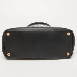 Pre Owned Prada Black Saffiano Leather Small Double Zip Tote