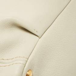 Prada Off White Vitello Daino Leather Zip Hobo