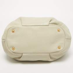 Prada Off White Vitello Daino Leather Zip Hobo