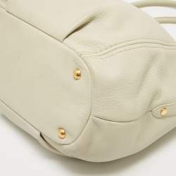 Prada Off White Vitello Daino Leather Zip Hobo