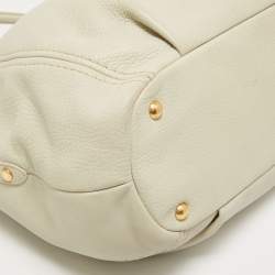 Prada Off White Vitello Daino Leather Zip Hobo
