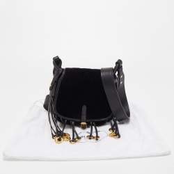 Pre Owned Prada Black Quilted Velvet and Leather Corsaire Shoulder Bag