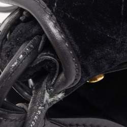 Pre Owned Prada Black Quilted Velvet and Leather Corsaire Shoulder Bag