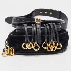 Pre Owned Prada Black Quilted Velvet and Leather Corsaire Shoulder Bag