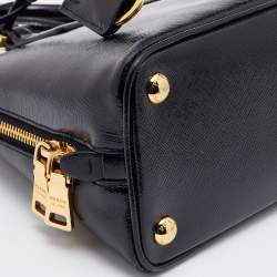 مملوكة مسبقًا Prada Black Saffiano Vernice Leather Mini Promenade Satchel