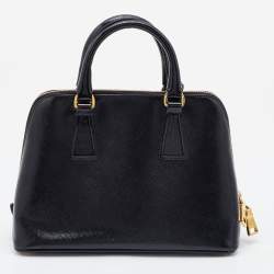 مملوكة مسبقًا Prada Black Saffiano Vernice Leather Mini Promenade Satchel