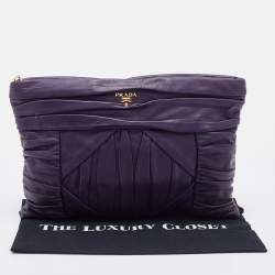 Prada Purple Leather Zip Pouch