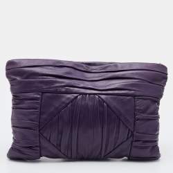 Prada Purple Leather Zip Pouch