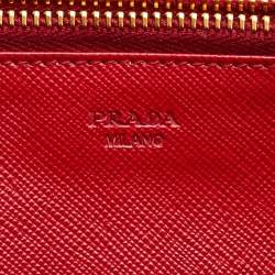 Pre Owned Prada Red Saffiano Leather Flap Crossbody Bag
